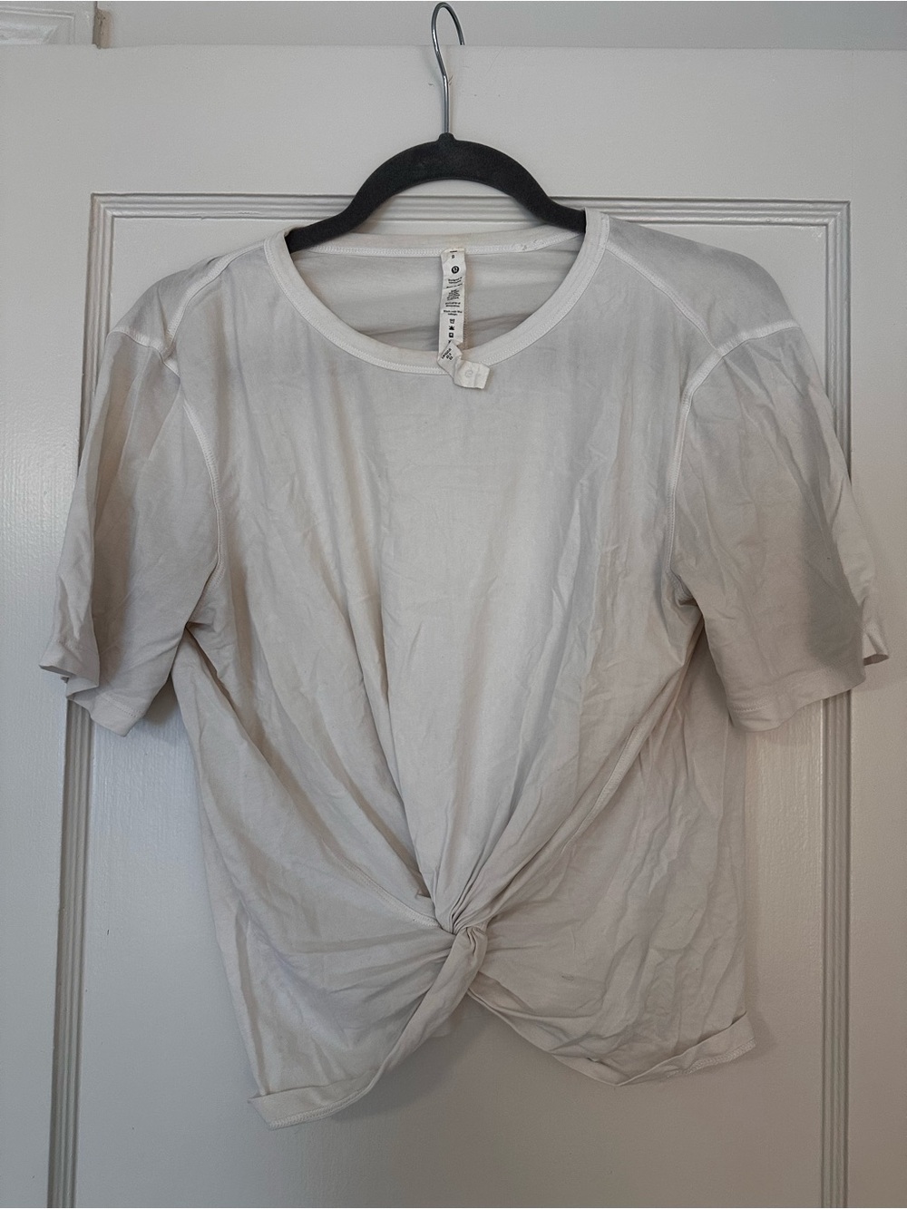 lululemon athletica Cream Short Sleeve Twist-Front Tee
